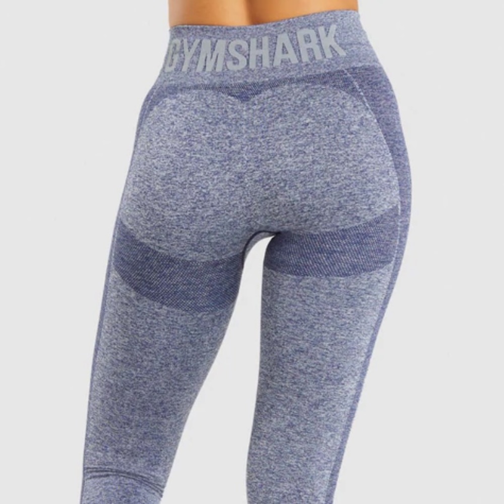 GymShark Flex High-Waisted Leggings Navy Marl/Light Grey Brand New! - Picture 3 of 7